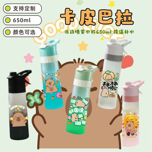 卡皮巴拉水杯儿童高颜值运动喷雾