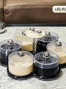 创意干果盘旋转分格零食摆放盘坚果糖果收纳盒客厅茶几家用水果盘