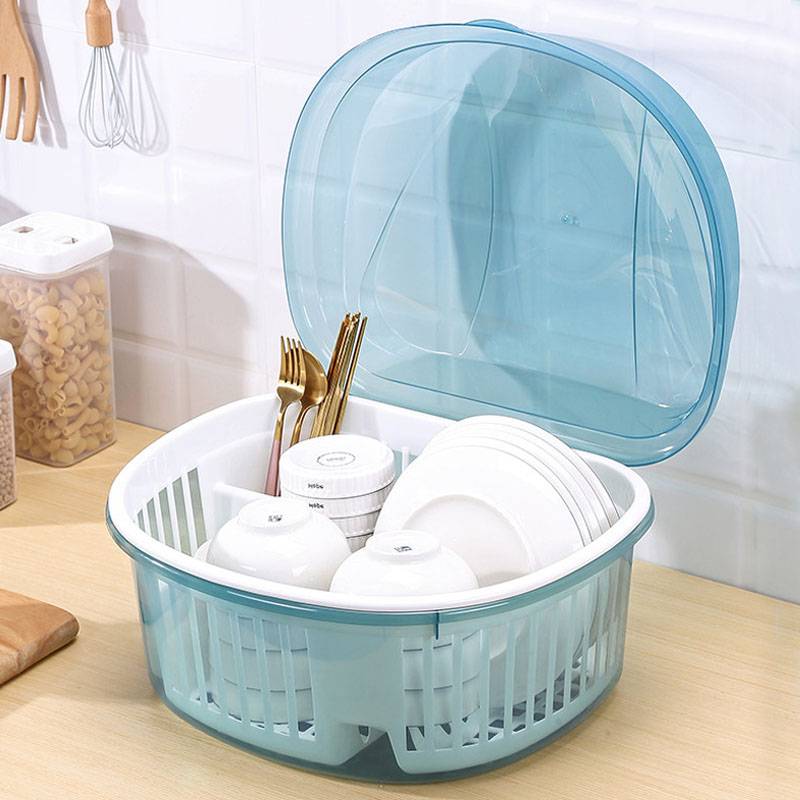 碗筷收纳盒餐具收纳箱厨房装放碗碟大碗柜沥水架家用碗盆带防尘盖