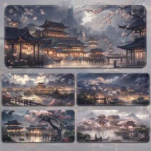 鼠标垫超大水墨风景画国风键盘垫办公桌垫电脑鼠标垫宿舍书桌垫