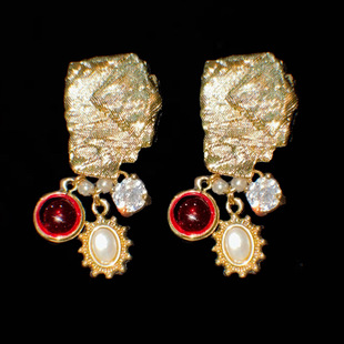 敬弗里达 黄打屁原创设计小众红色灵感灵动仙闪质感925银耳钉耳夹