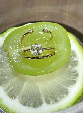 黄打屁锆石银镀金开口尾戒戒指