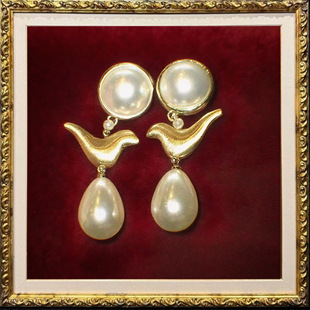 飞鸟集 黄打屁原创设计小众仙甜复古夸张和平鸟百搭925银耳钉耳夹