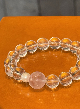 长满 黄打屁原创人际关系爱舒缓精神浪漫情感透天然粉白水晶手串