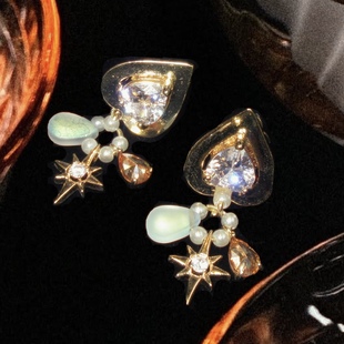 循环之夜 黄打屁原创设计魔法八芒星甜仙质感氛围闪925银耳钉耳夹