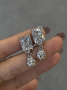 浪漫回形针 黄打屁原创设计新款超闪亮甜百搭质感小众925耳钉耳夹