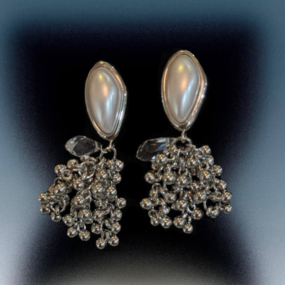 波克海滩 黄打屁原创设计闪夸张韩流苏串珠轻小众个性925耳钉耳夹