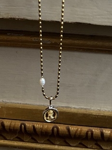 勇敢者之心 黄打屁小众设计感闪钻甜酷法式复古金币轻奢叠戴项链