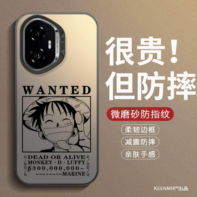 适用路飞悬赏令荣耀300新款华为荣耀300手机壳保护套全包防摔散热2026简约黑创意耐脏防指纹卡通高级感外壳