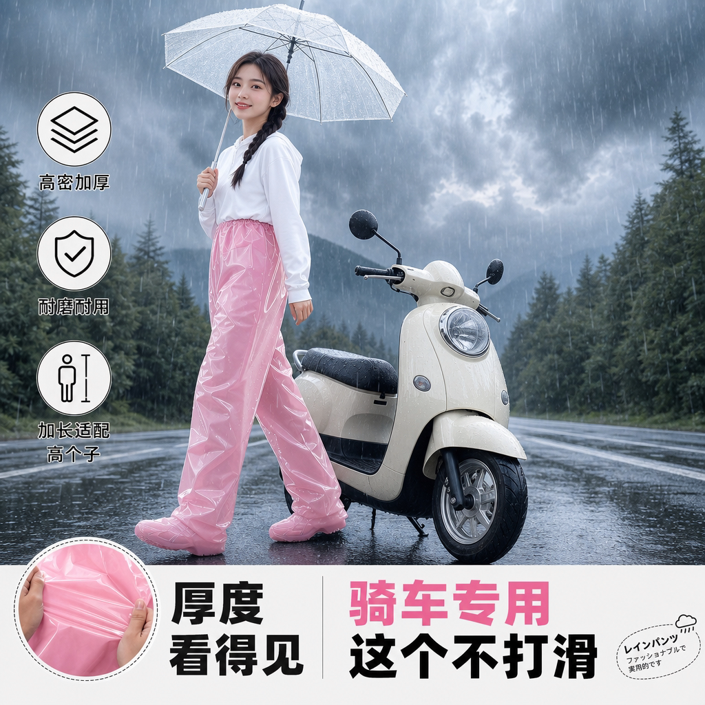 防暴雨加厚骑行雨裤一次性包脚图片