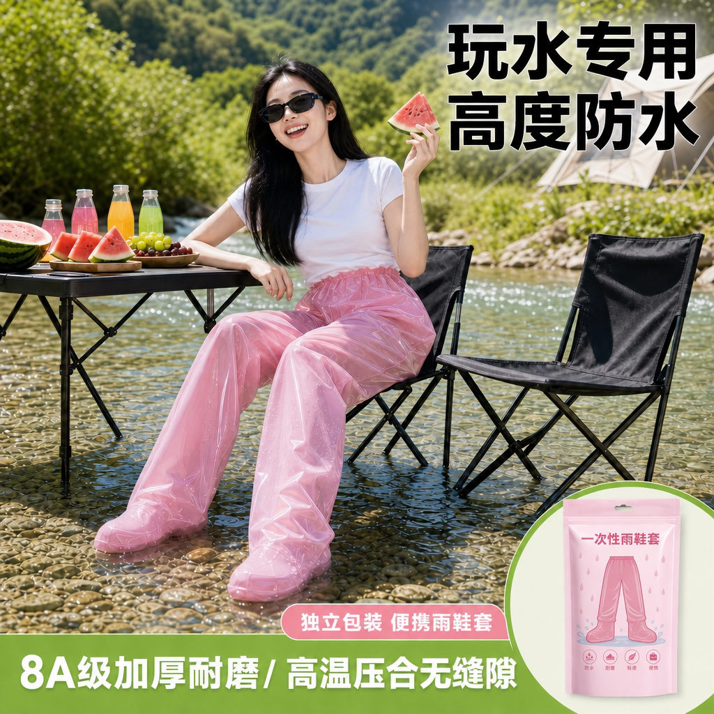 一次性防水包脚加厚耐磨雨裤图片