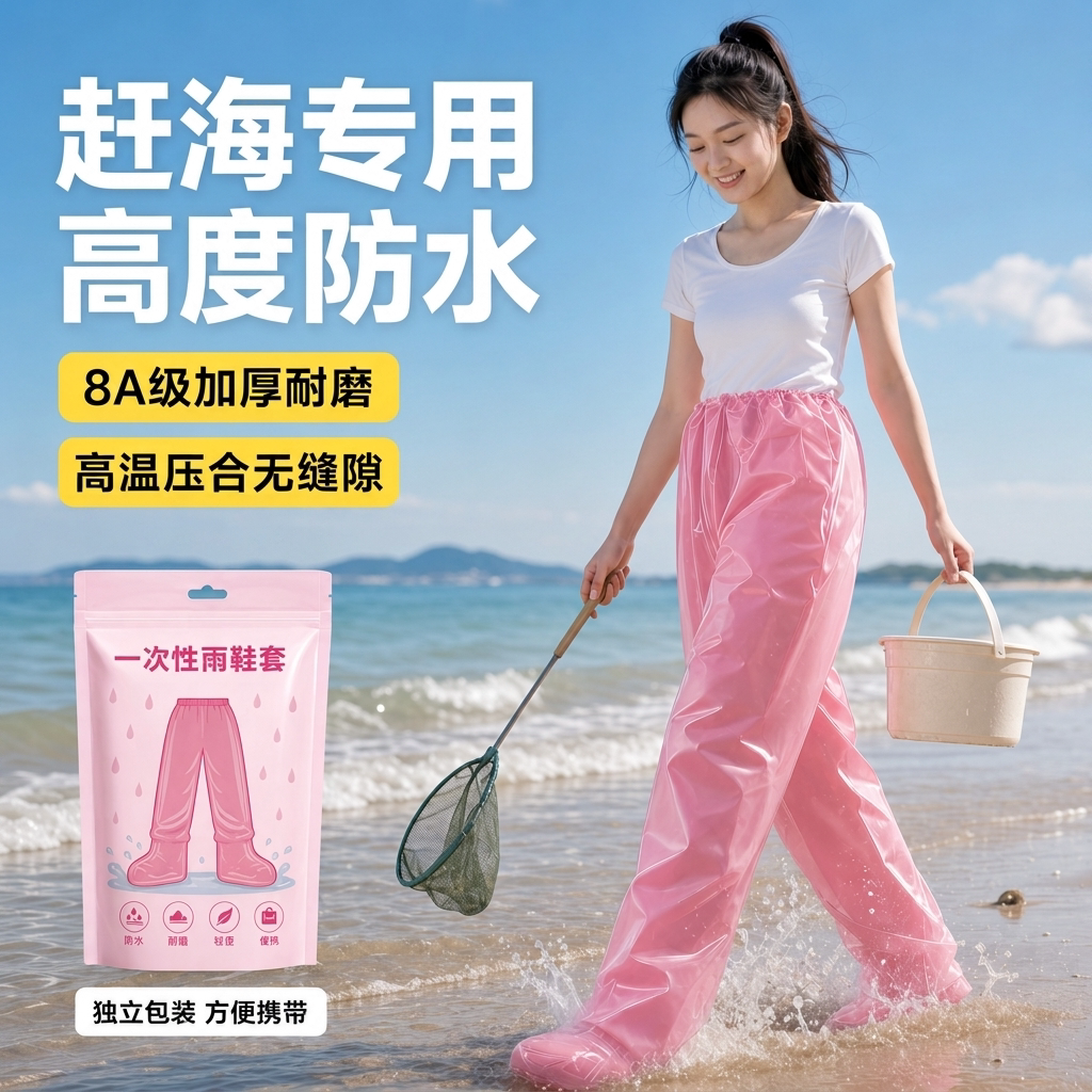 一次性加厚包脚防水赶海雨裤图片
