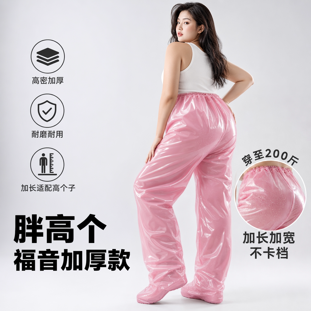 一次性女加肥加大包脚防暴雨雨裤图片