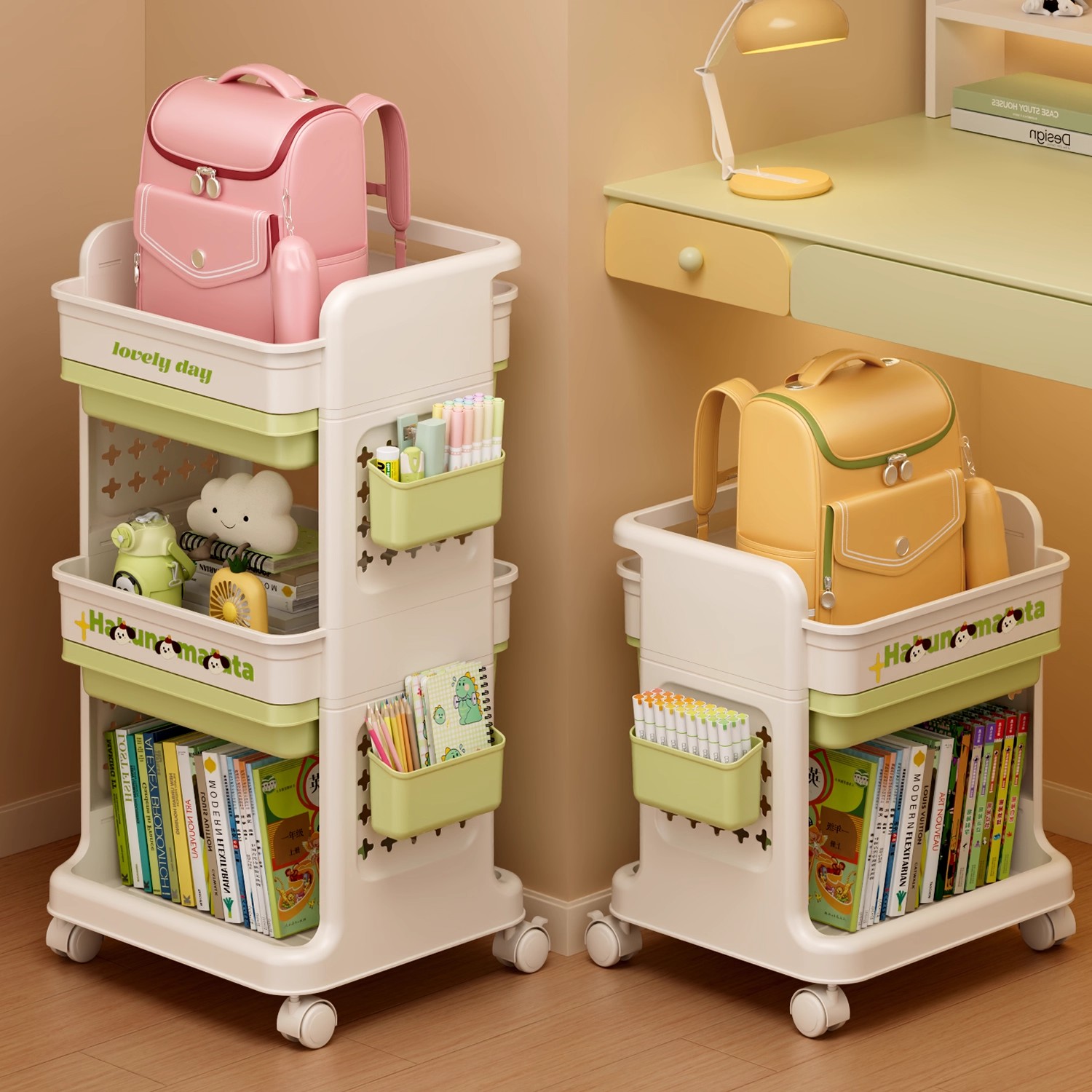 日本进口MUJIE书包置物架带轮