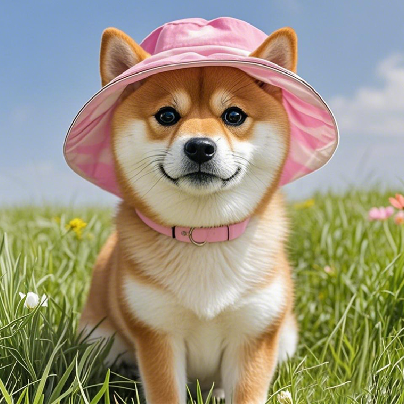 宠物柴犬帽子粉色露耳朵狗狗猫咪