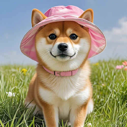 宠物柴犬帽子粉色露耳朵狗狗猫咪