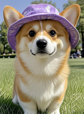 宠物帽子狗狗猫咪渔夫帽遮阳露耳朵可爱夏季柯基柴犬哈士奇太阳帽