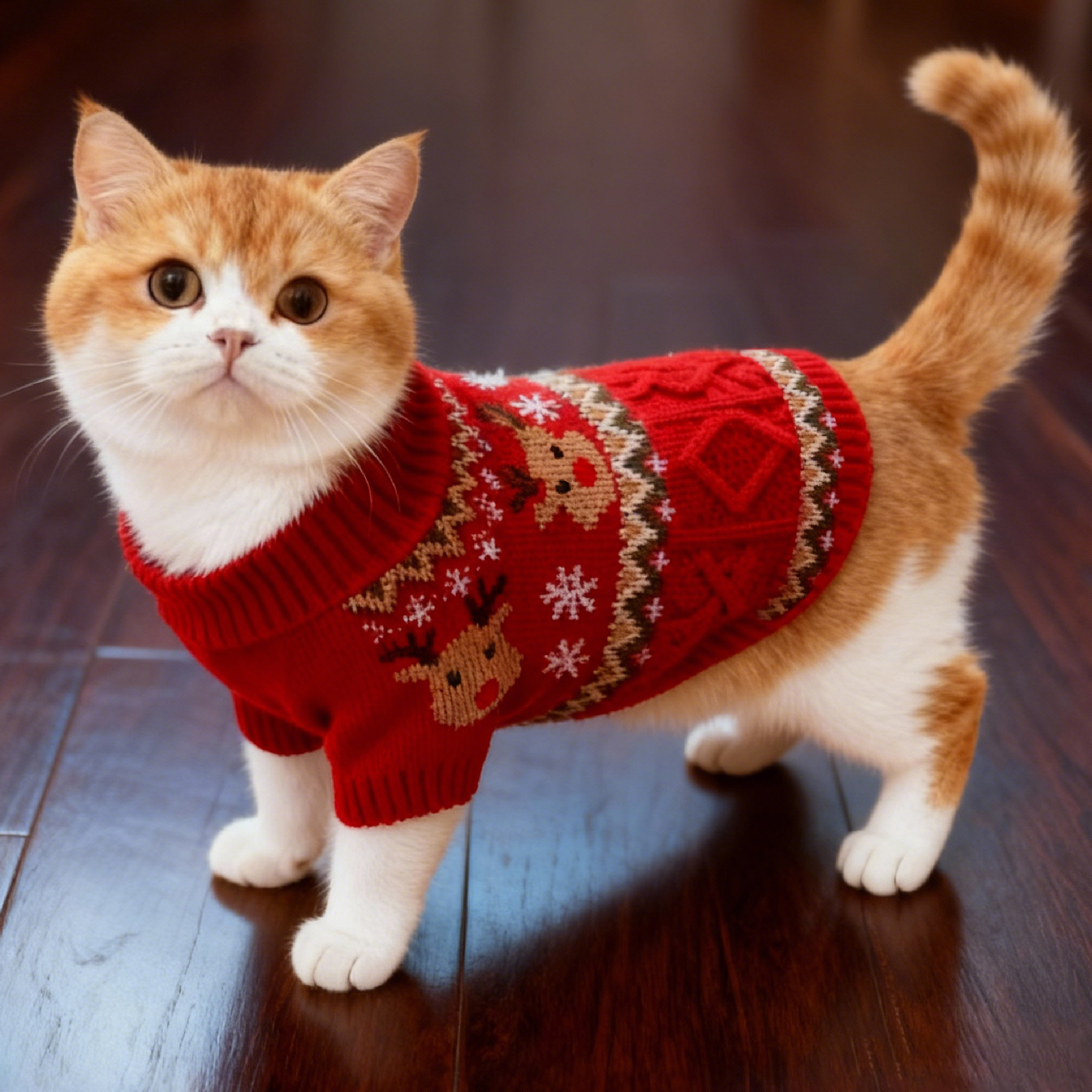 猫咪衣服圣诞雪花冬季保暖毛衣