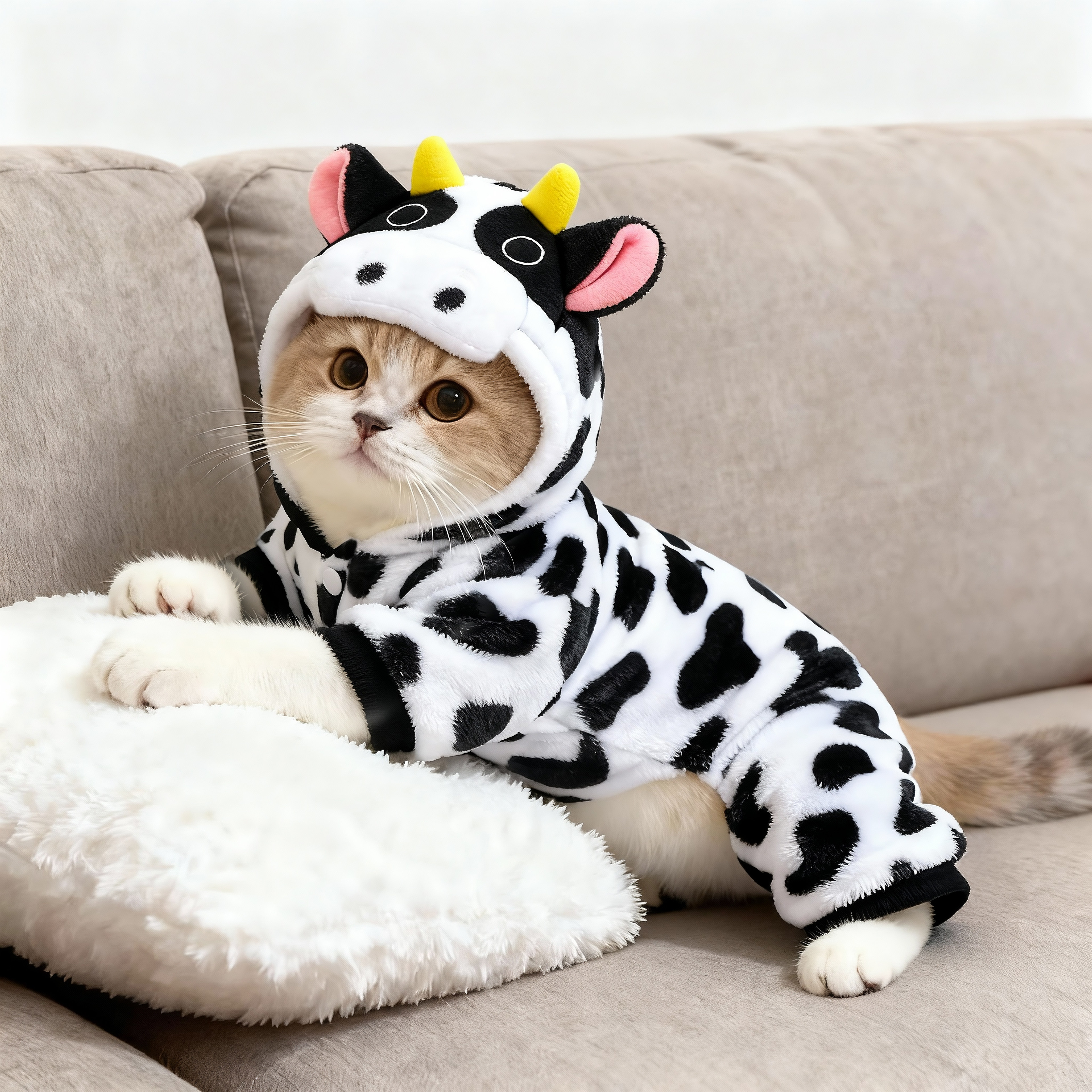 猫咪衣服冬季保暖奶牛变身装加绒