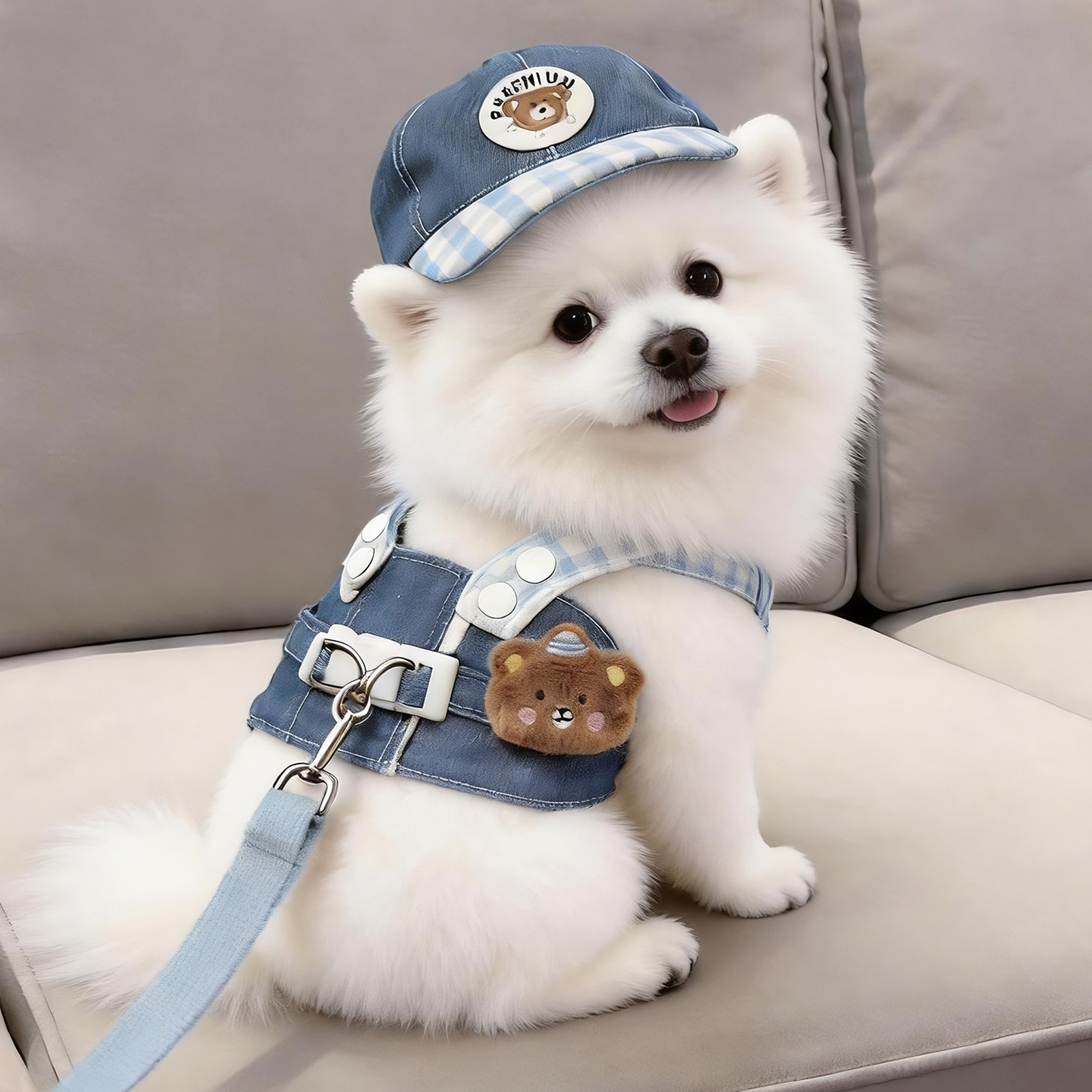 狗狗衣服牛仔胸背带夏天外出专用图片
