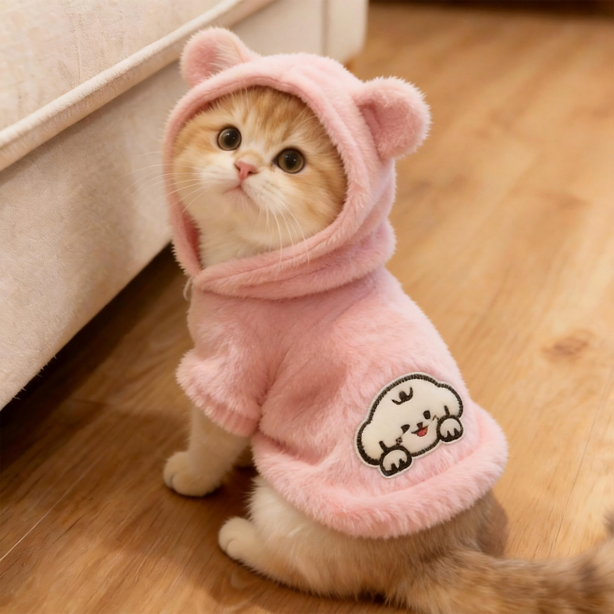 猫咪衣服冬季保暖耳朵连帽卫衣