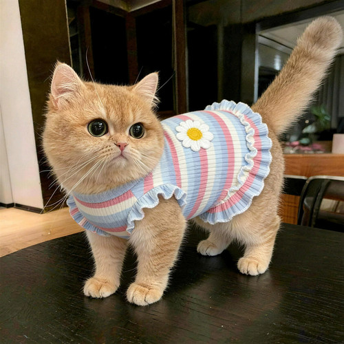 猫咪衣服夏季彩色背心裙子薄款