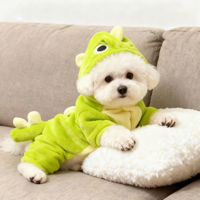 狗狗衣服新款法兰绒秋冬恐龙连帽