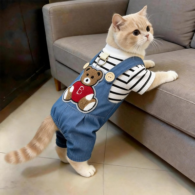 猫咪衣服春秋防掉毛可爱小熊四脚