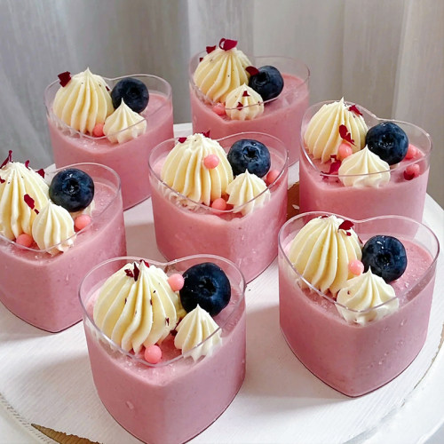 心形慕斯甜品茶歇70ML一次性杯子