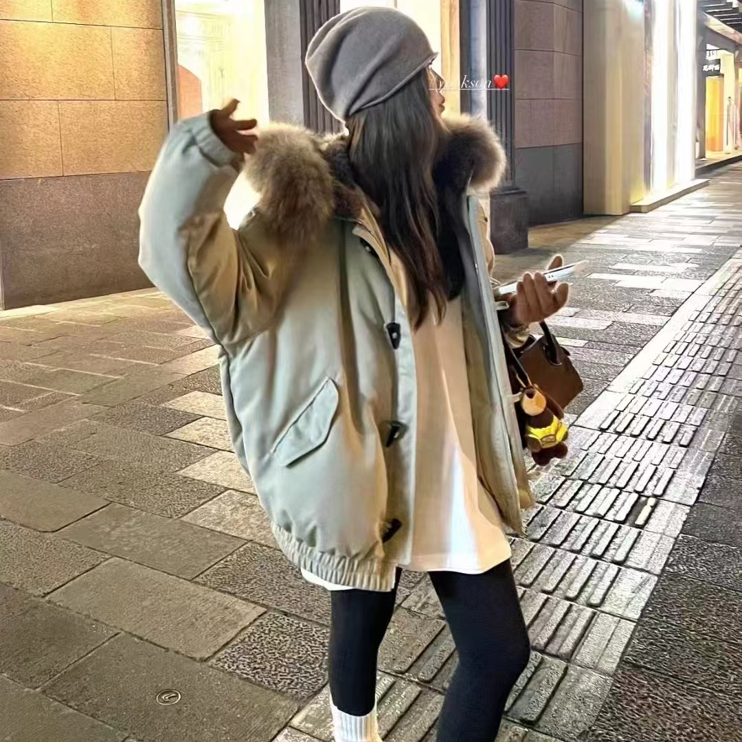 工装风大毛领派克服女冬季