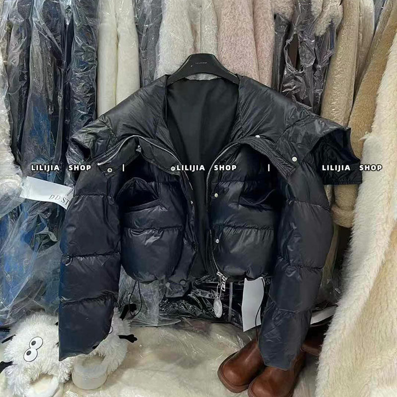 韩版设计感大翻领轻薄保暖羽绒服女款冬季宽松显瘦短外套