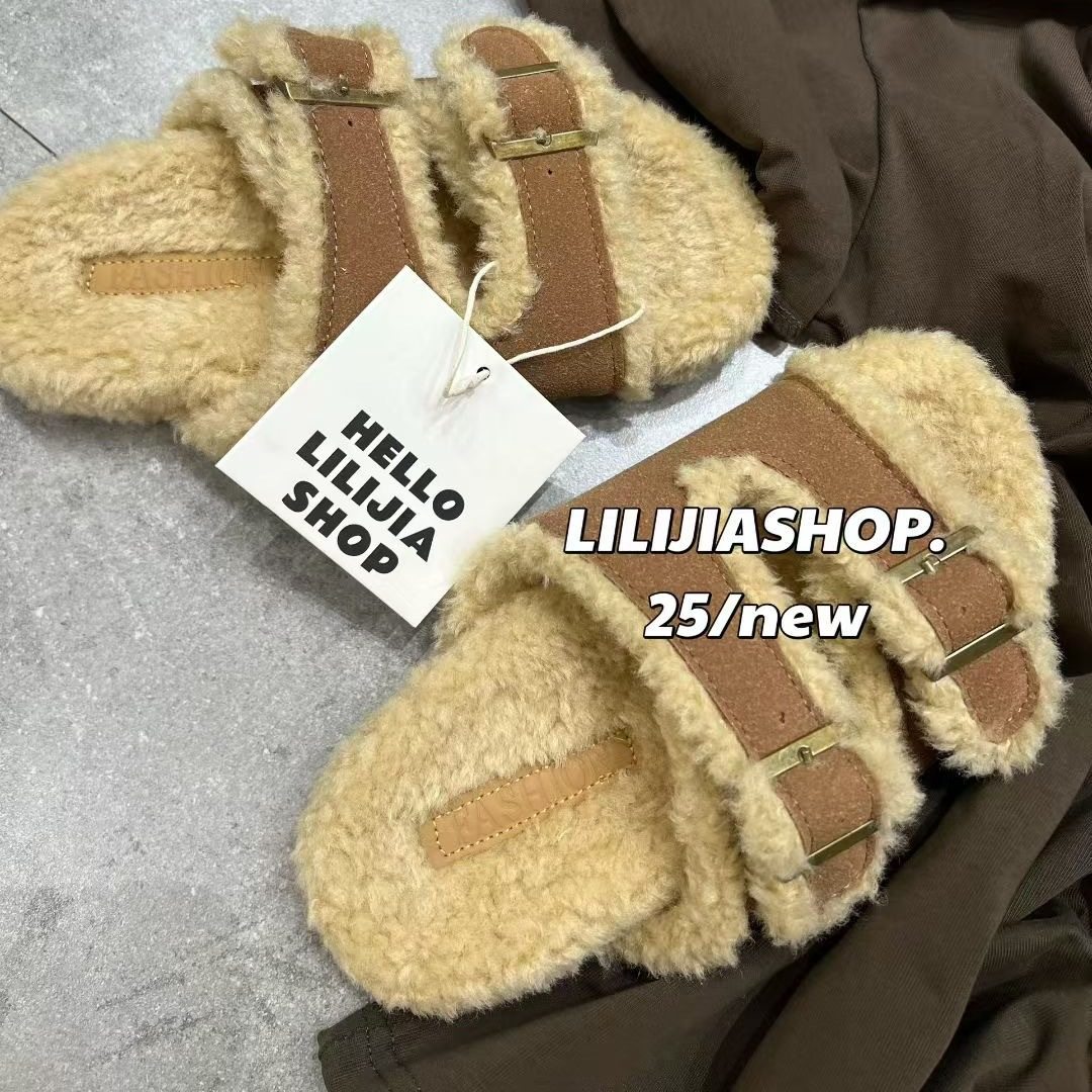 2025秋冬新款高级感舒适厚底羊羔毛绒茸茸棉拖鞋女外穿居家毛毛鞋