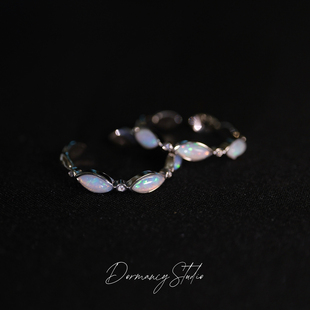 「教堂花窗」法式复古猫眼石优雅气质幻彩锆石戒指开口可调节指环