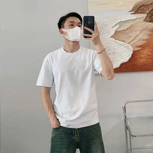 夏季白色短袖t恤男士纯色基础款圆领内搭半袖体恤小码潮流打底衫
