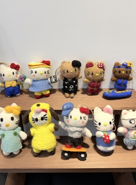 尼泊尔手工羊毛毡可爱kitty包包挂件钥匙扣车挂饰创意礼物