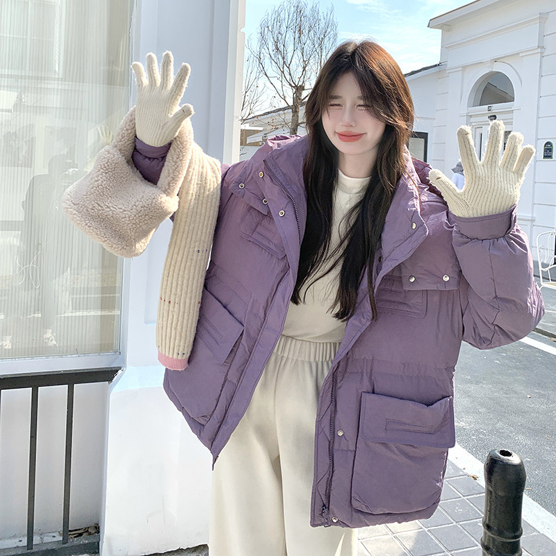 冬季新款 现货 50绒紫色大口袋羽绒服153 2487P230K348图片