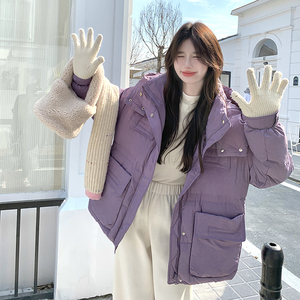 冬季新款 现货 50绒紫色大口袋羽绒服153 2487P230K348图片