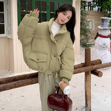 冬季新款现货50绒抹茶色面包羽绒服大版型1532492P230K348，女装羽绒服，浙宝153