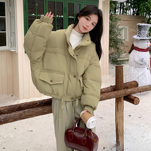 冬季新款现货 50绒抹茶色面包羽绒服大版型153 2492P230K348图片