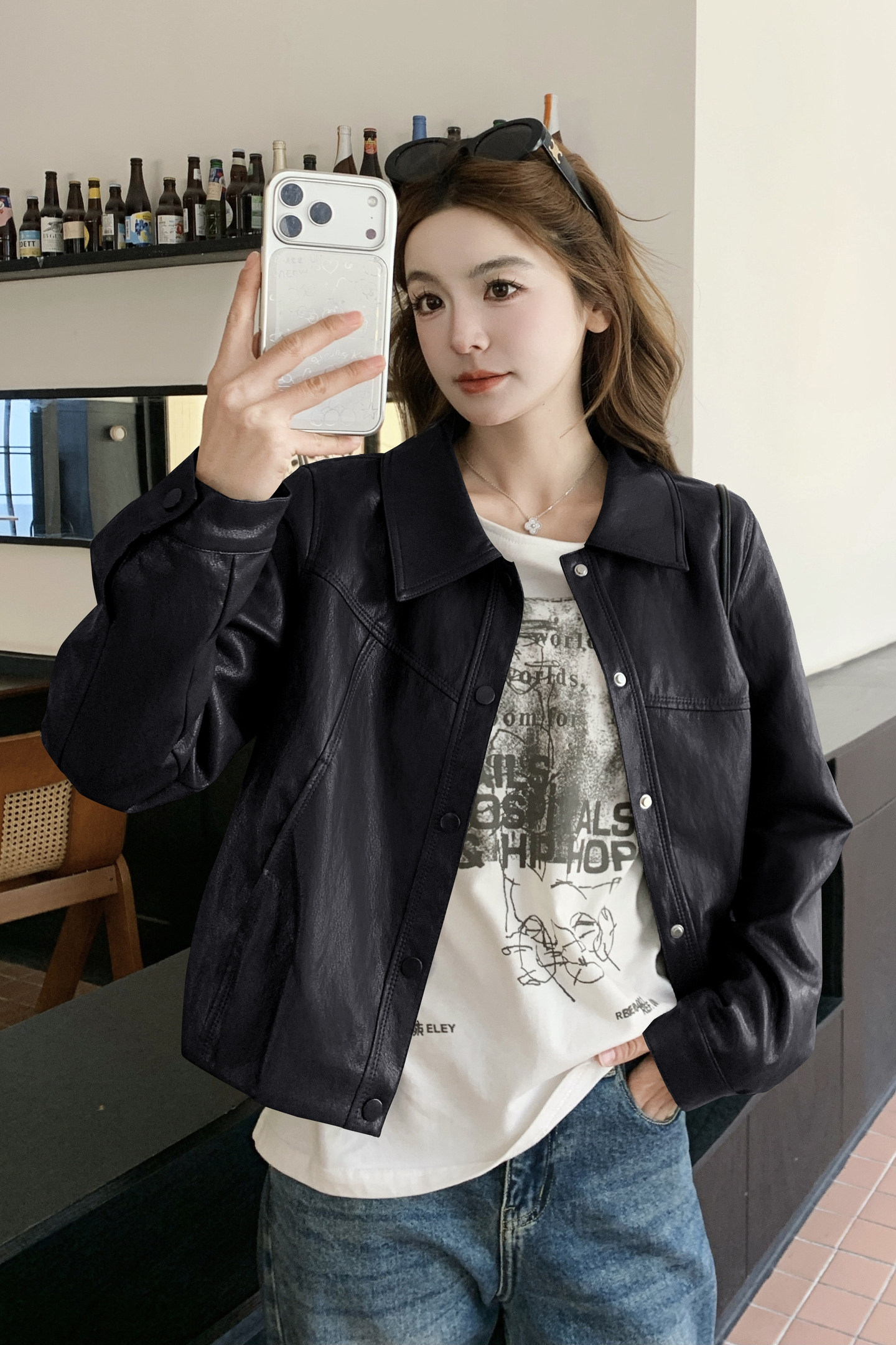 2026春季新款现货韩版口袋皮衣外套1535206P155K248,女装皮衣,浙宝153