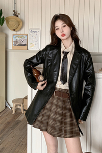 现货 新款 学院机车风pu皮皮衣外套 900P130控198图片