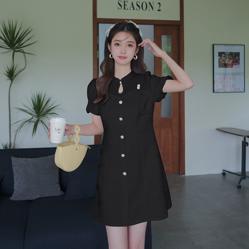 现货风复古提花盘扣连衣裙改良式显瘦刺绣旗袍2965p125控168,女装连衣裙,浙宝153