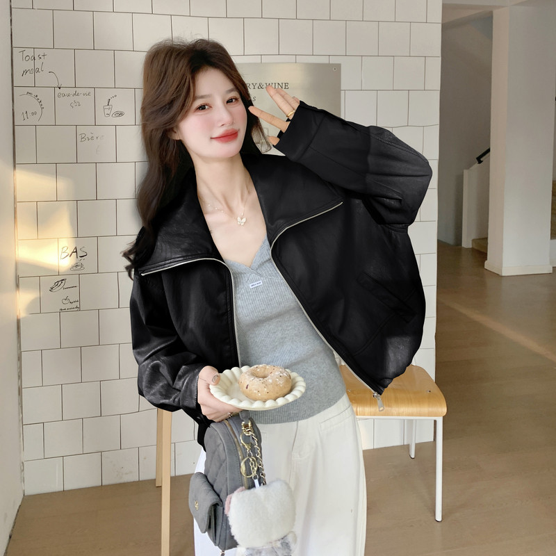 2026春季新款现货韩版皮衣外套1535203P145K238，女装皮衣，浙宝153