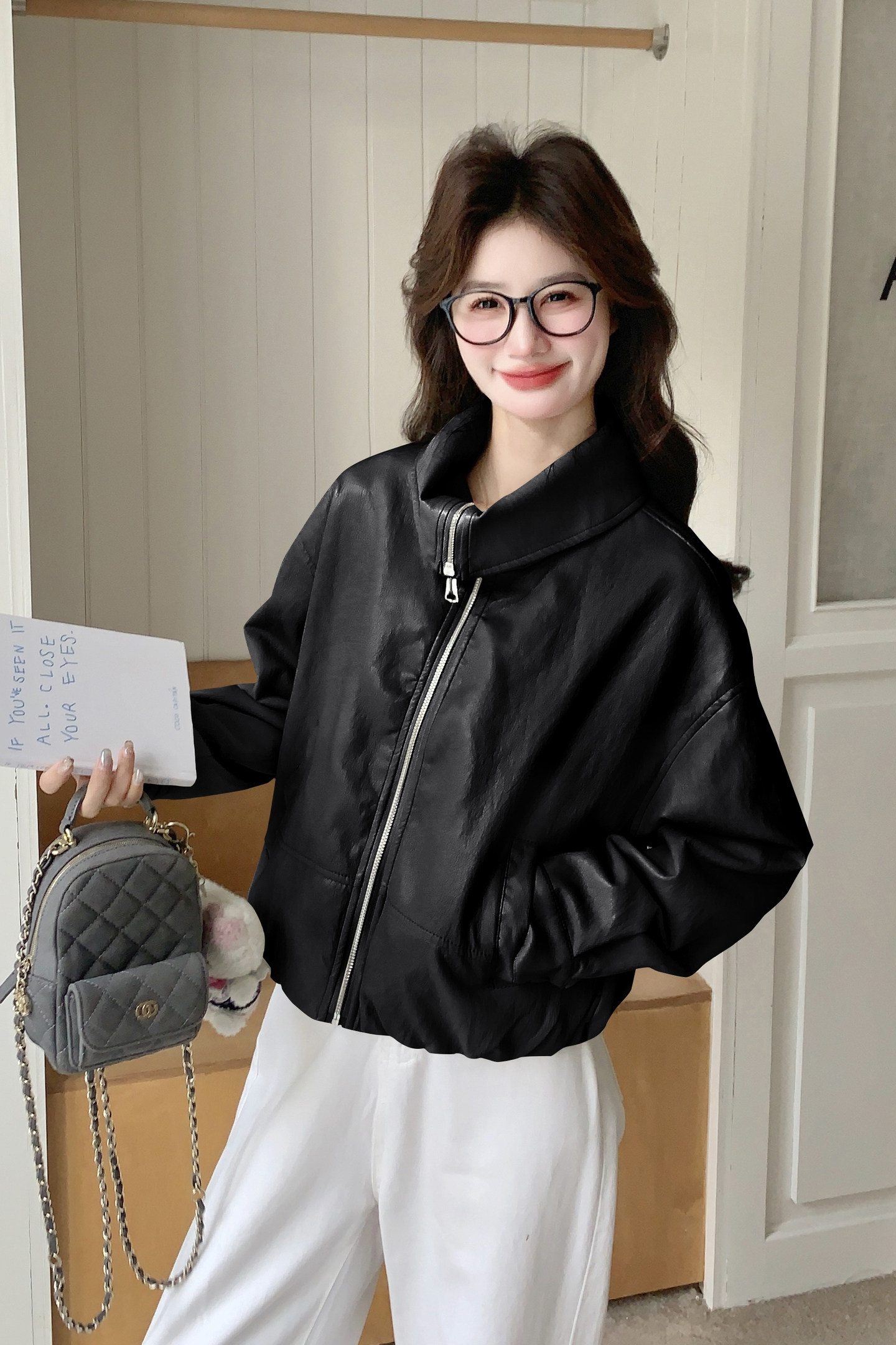 2026春季新款现货韩版皮衣外套1535203P145K238,女装皮衣,浙宝153