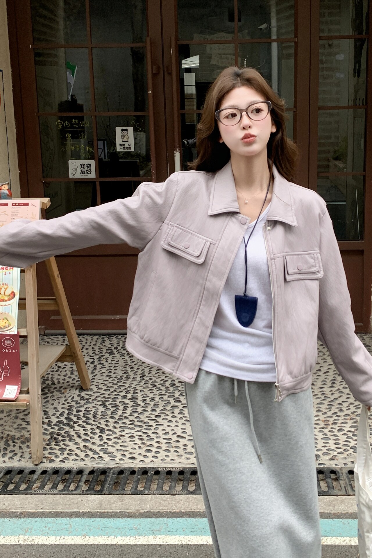 2026新款现货韩版宽松皮衣外套1535210P150K248,女装皮衣,浙宝153