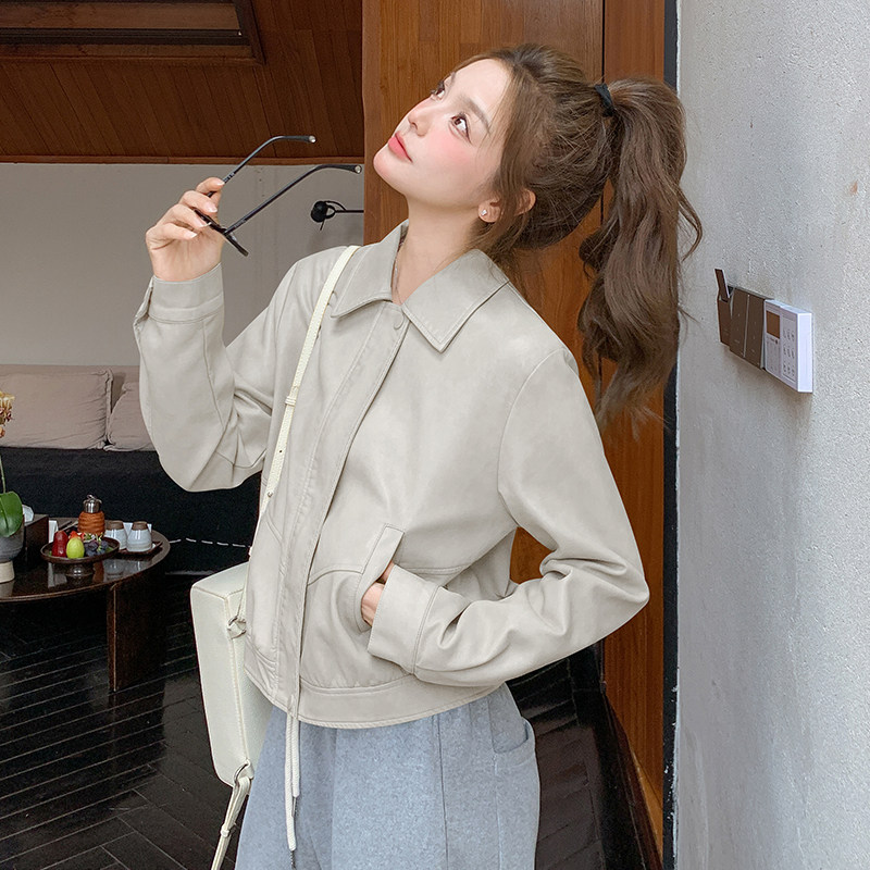 春季新款现货数据好机车风复古皮衣外套1532610P130K198,女装皮衣,浙宝153