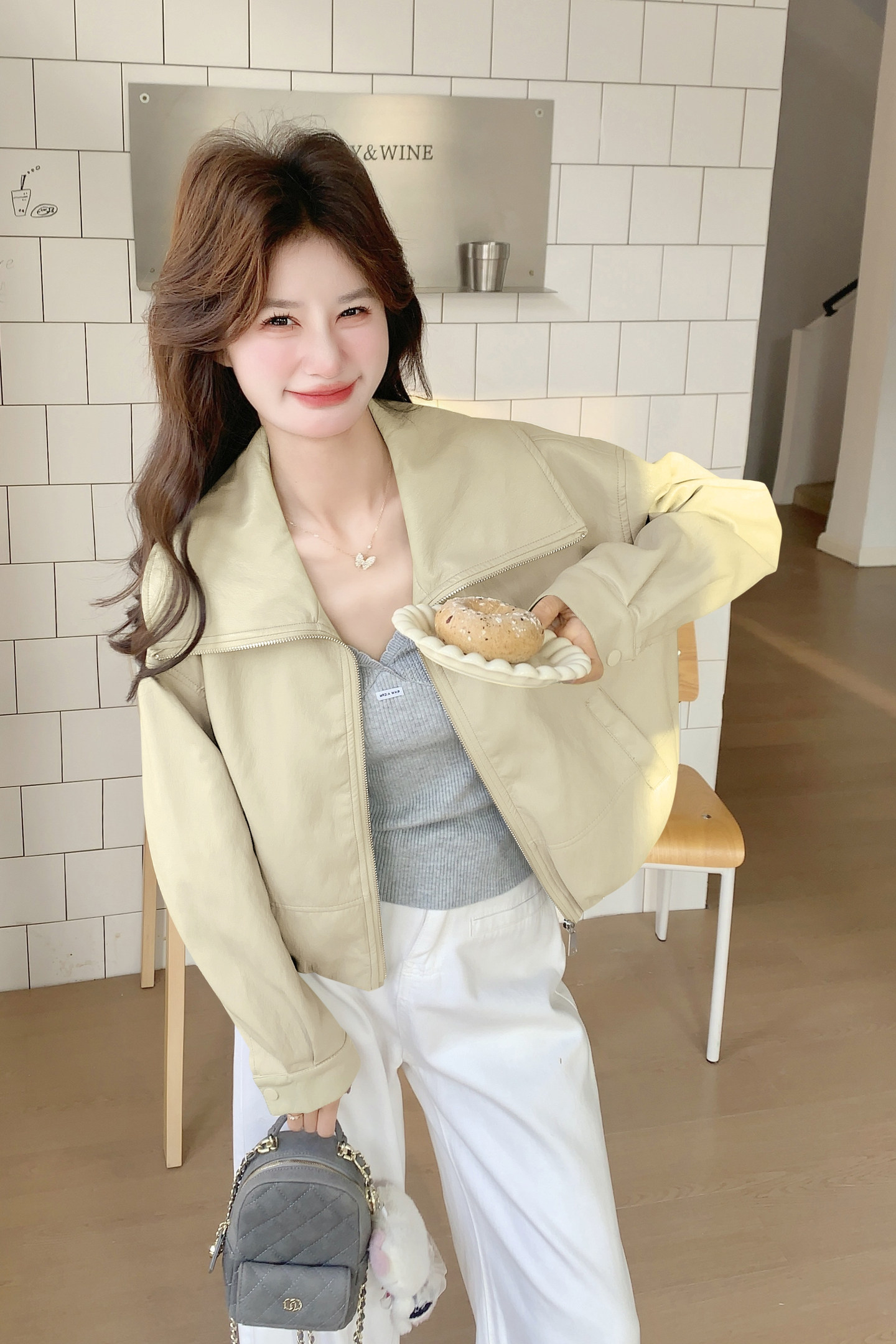 2026春季新款现货韩版皮衣外套1535203P145K238,女装皮衣,浙宝153
