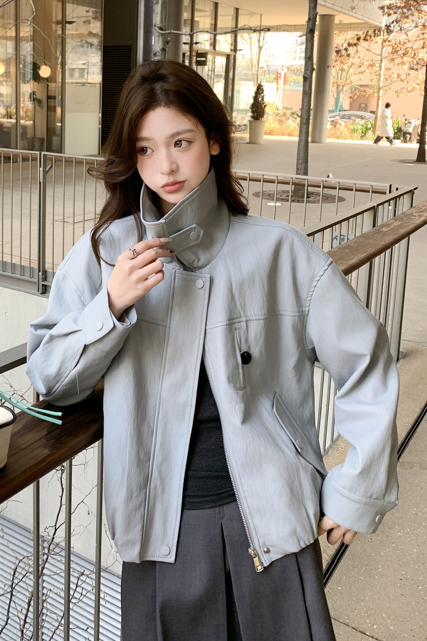2026新款现货韩版宽松皮衣外套1535221P160K258,女装皮衣,浙宝153