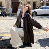 2026新款现货韩版条纹拼接西装皮衣外套风衣1535219P165K268，女装皮衣，浙宝153