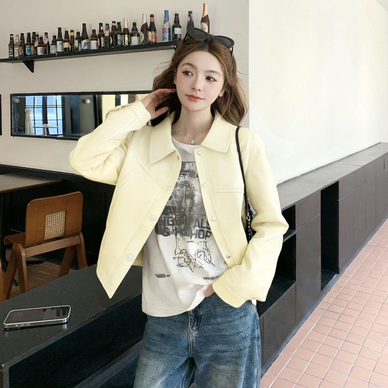 2026春季新款现货韩版口袋皮衣外套1535206P155K248，女装皮衣，浙宝153